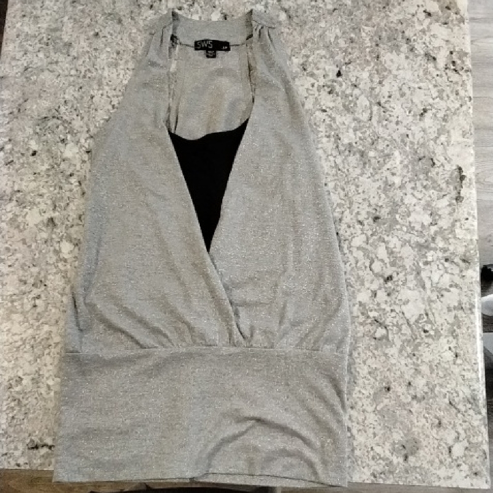 Elegant Silver Halter Top